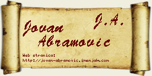 Jovan Abramović vizit kartica